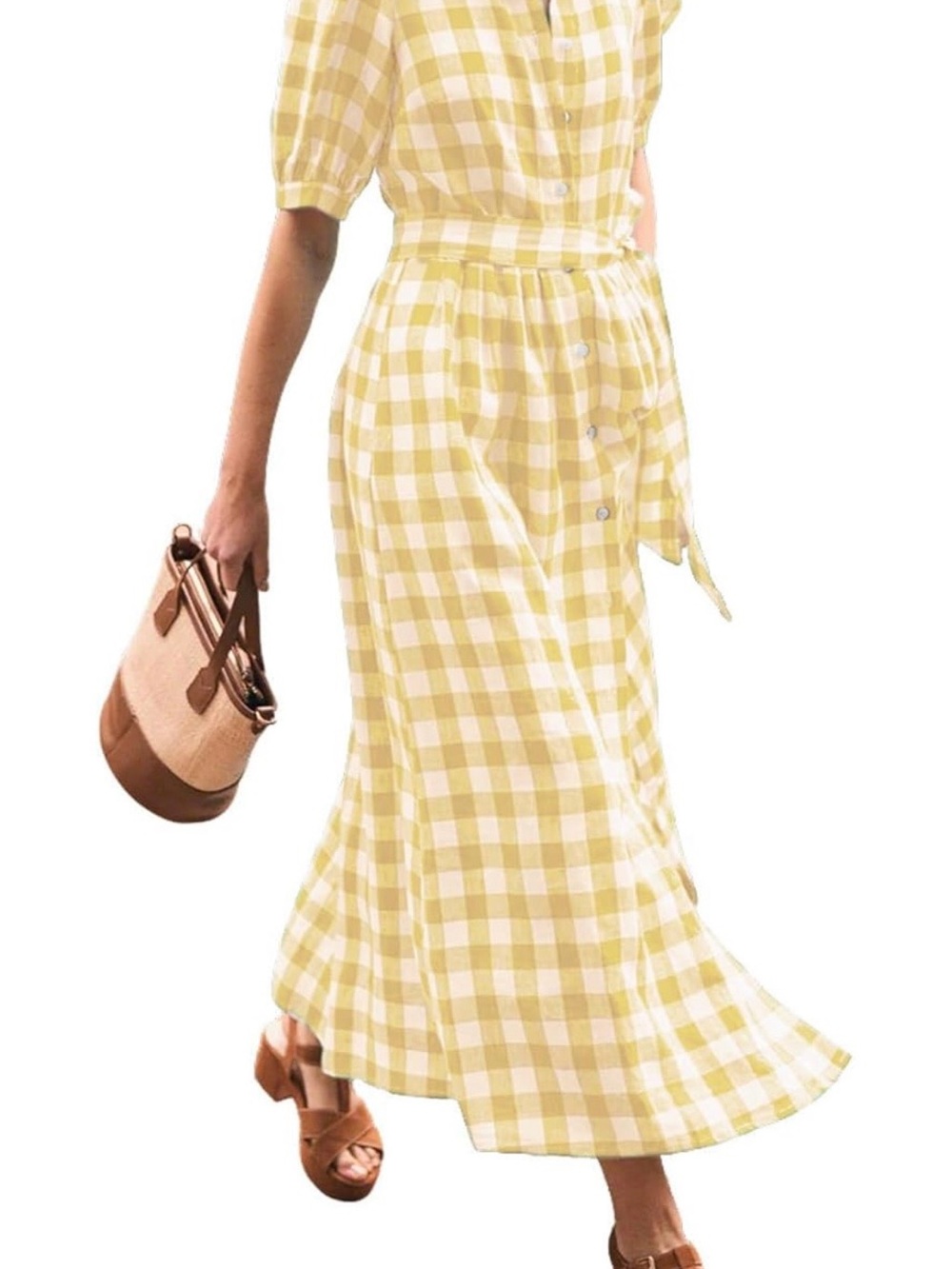 Amazon Yellow Gingham Maxi Dress